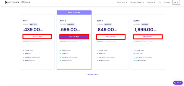 Hostinger VPS Plans Site