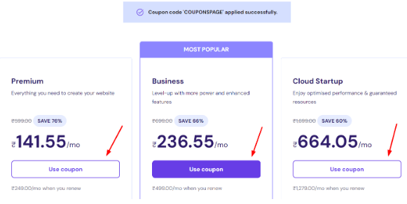 Select The Plan & Click Use Coupon