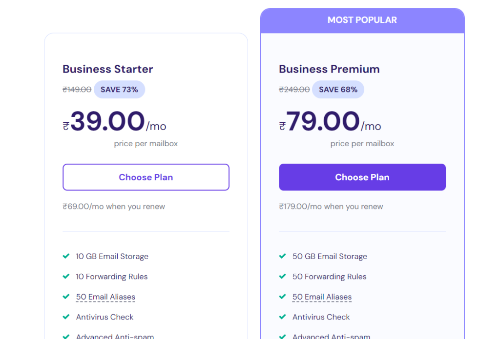 Hostinger Business Email Indian Pricing