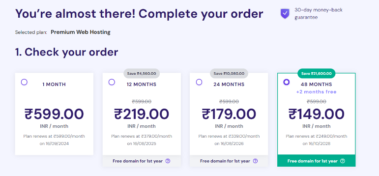 Choose The Hosting Duration