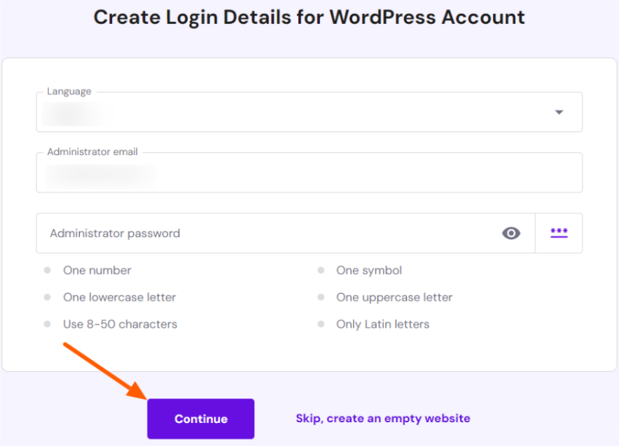 Create Login Details For WordPress Account