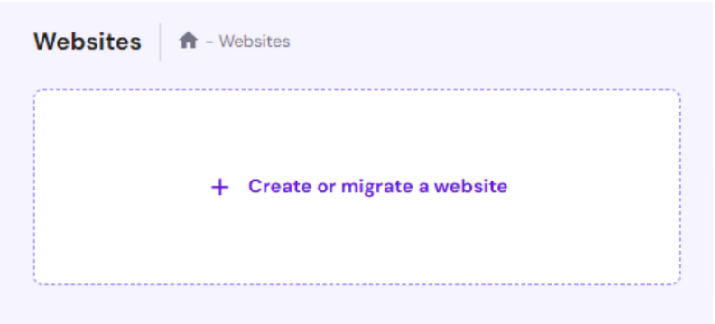 Select Create or Migrate A Website