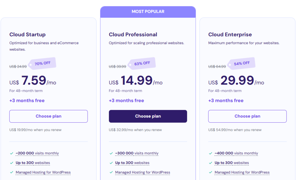 Hostinger Cloud Hosting US Pricing