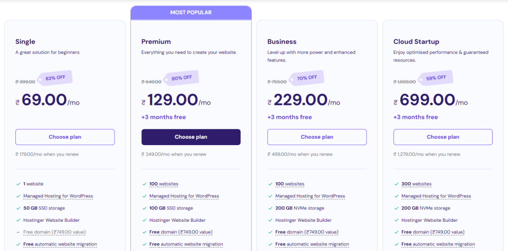 Hostinger Web Hosting Indian Pricing