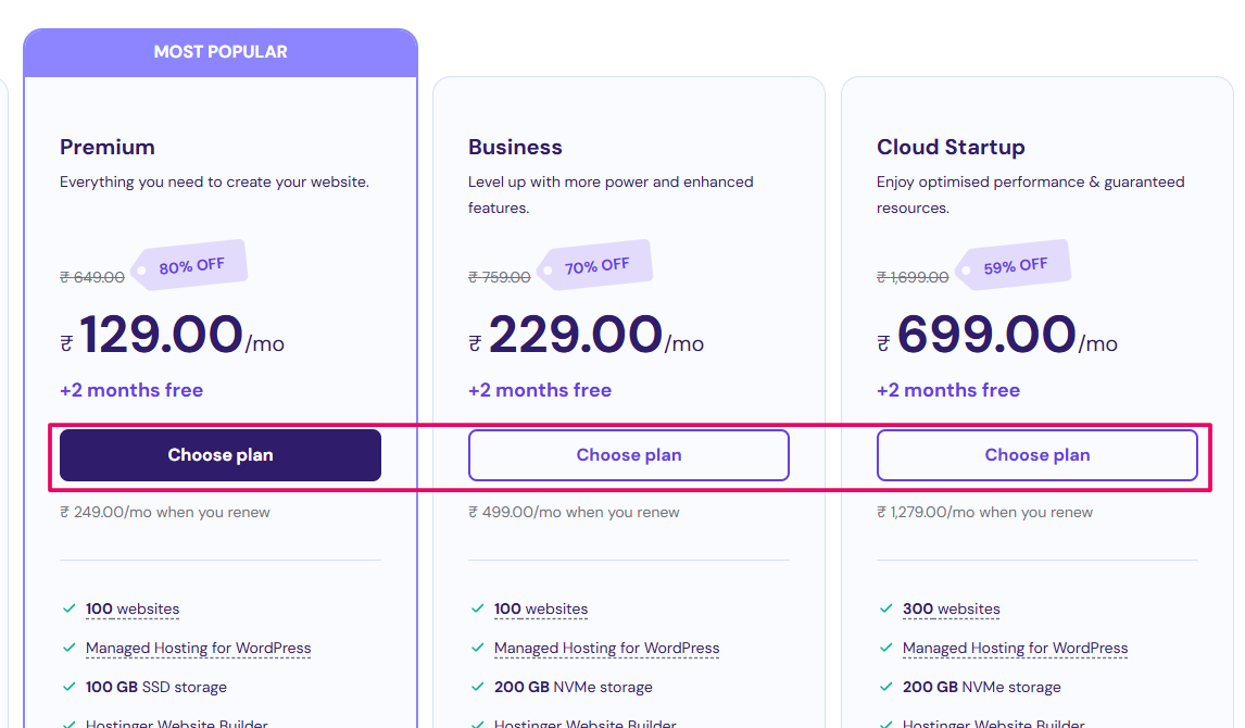 Select The Plan & Click Choose Plan