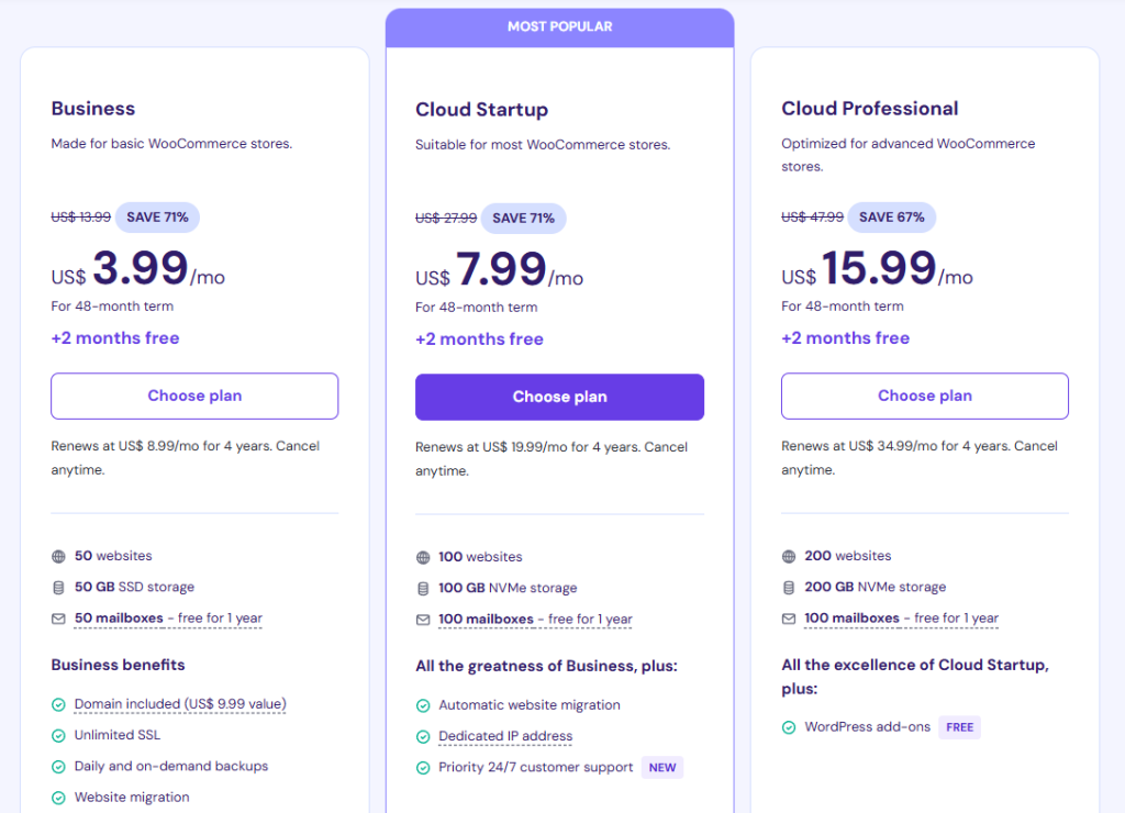 Hostinger WooCommerce Hosting US Pricing
