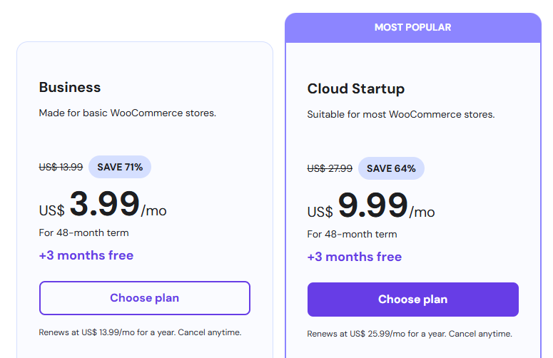 Hostinger WooCommerce Hosting US Pricing