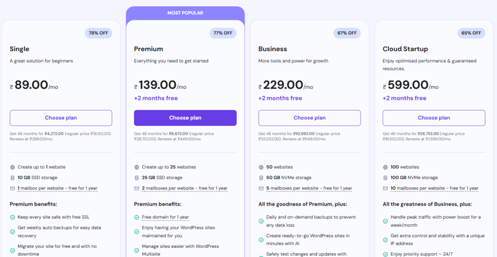 Hostinger Web Hosting Indian Pricing